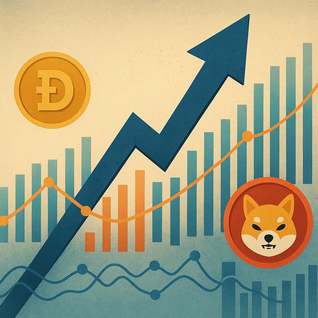 On chain and exchange metrics show spikes in DOGE and SHIB trading volume and thinning order books