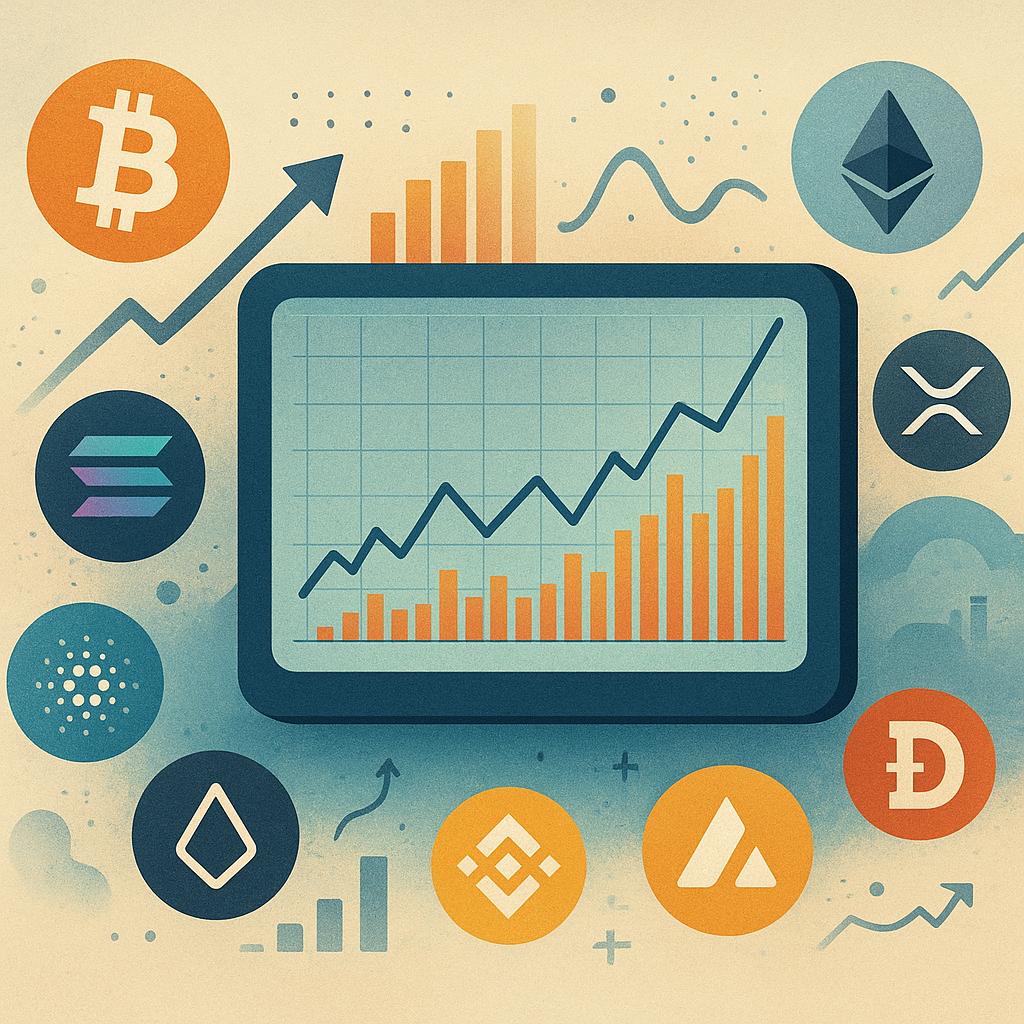 Price and volume snapshot for BTC ETH SOL BNB XRP DOGE ADA AVAX TON SHIB with on‑chain inflows and exchange reserve trends