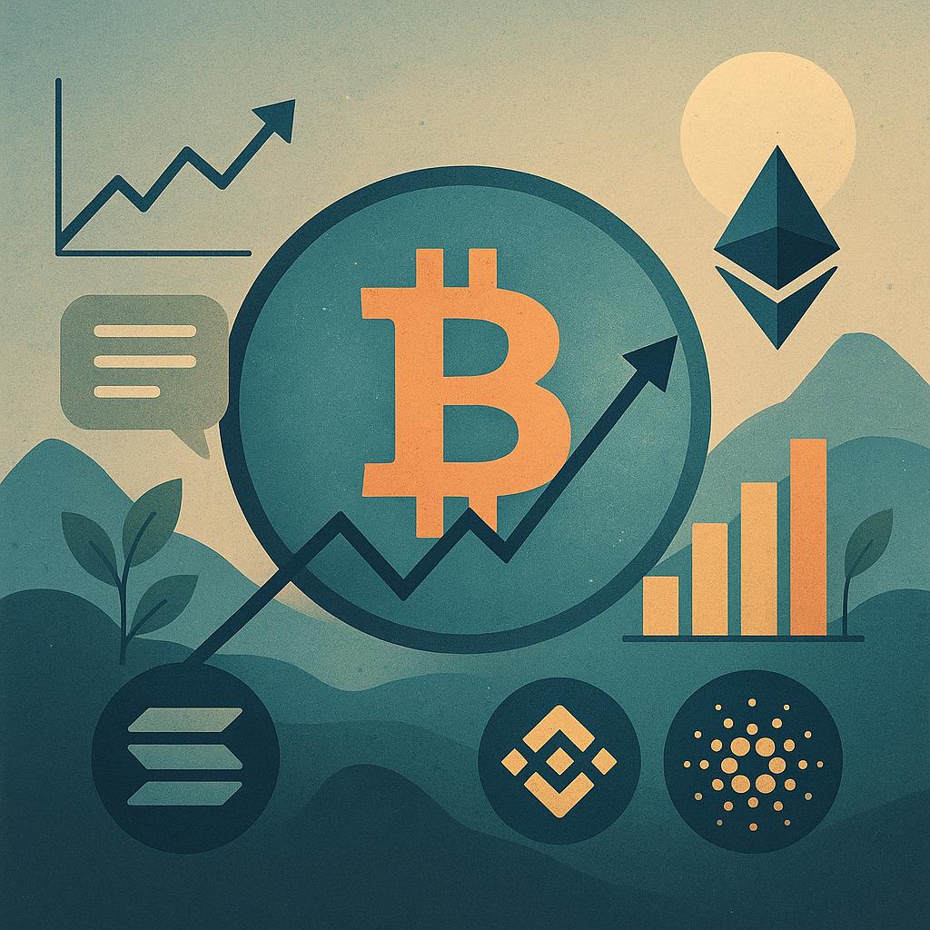 Strategist commentary on BTC trendlines and ETH staking flows with technical reads for SOL BNB ADA